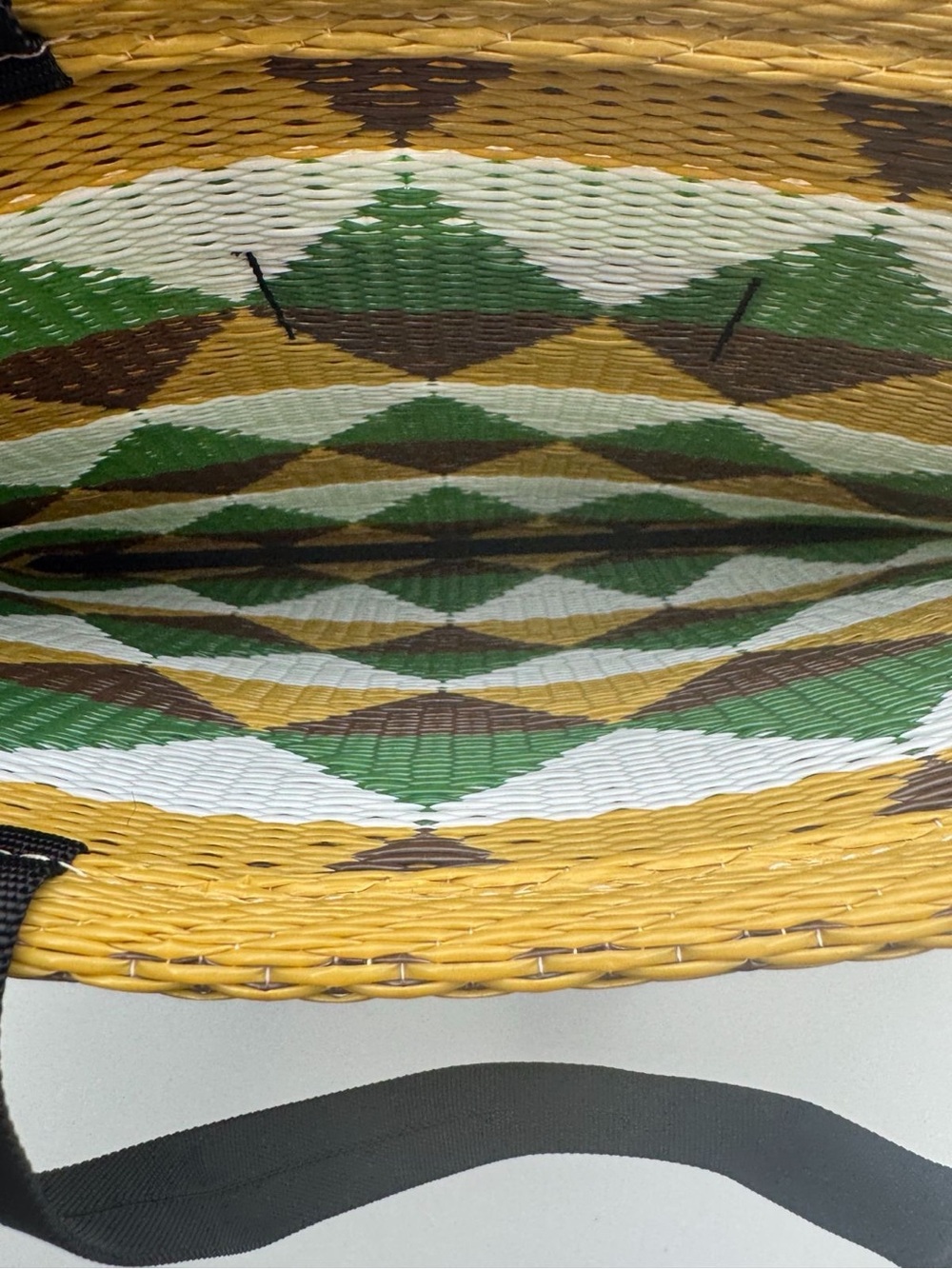 Marni Market Flower Café Geometric Woven Tote Bag Made Japan Green Yellow Brown - Picture 12 of 12